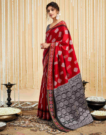 Red Silk Woven Handloom Saree