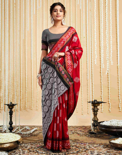 Red Silk Woven Handloom Saree