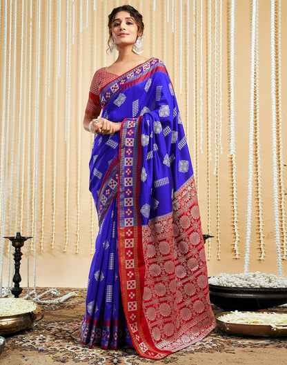 Dark Blue Silk Woven Handloom Saree