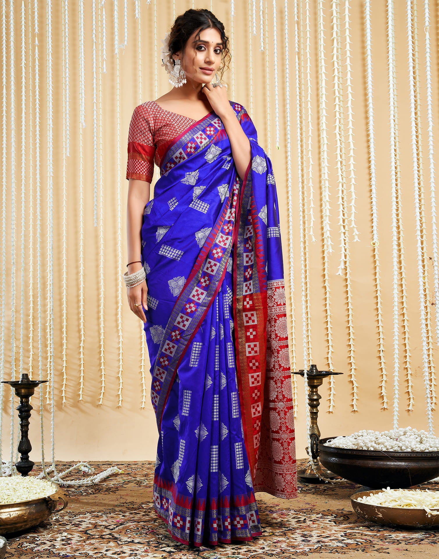 Dark Blue Silk Woven Handloom Saree