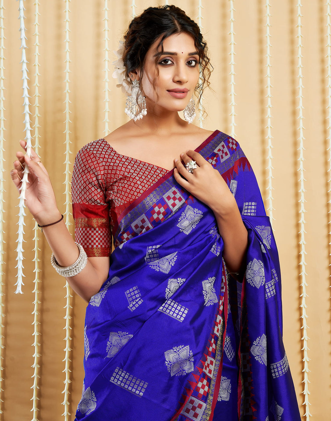 Dark Blue Silk Woven Handloom Saree