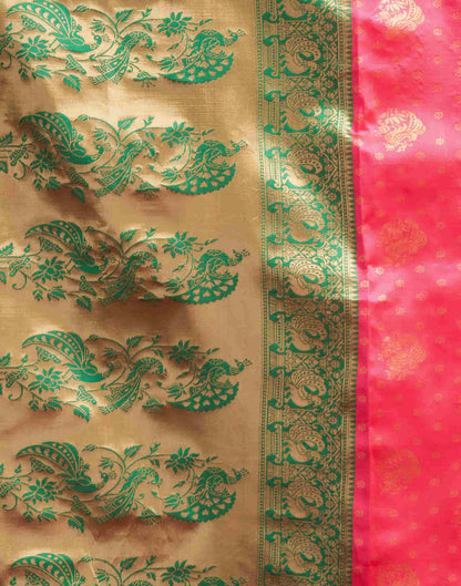 Bright Pink Silk Woven Banarasi Saree