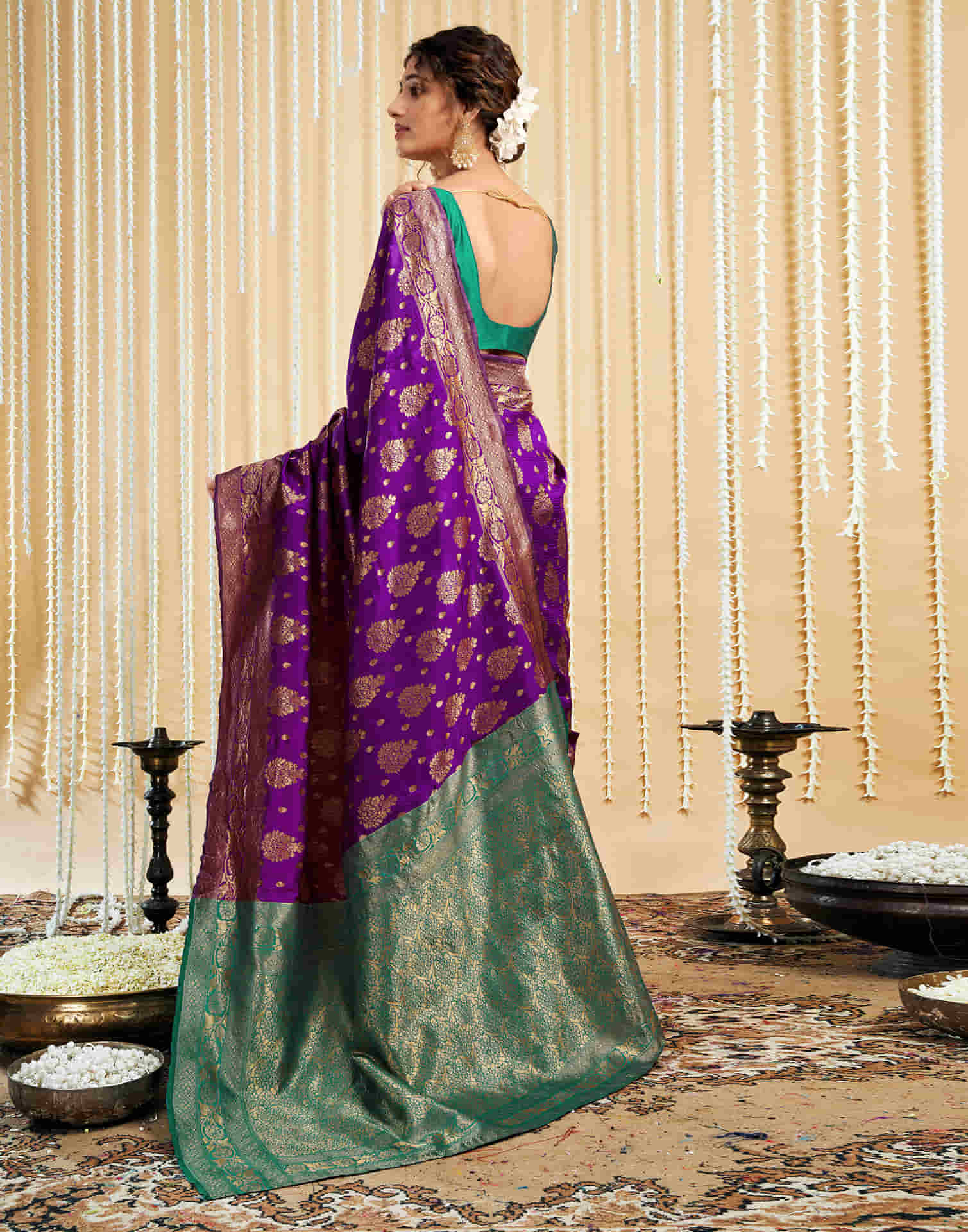 Dark Purple Silk Woven Banarasi Saree