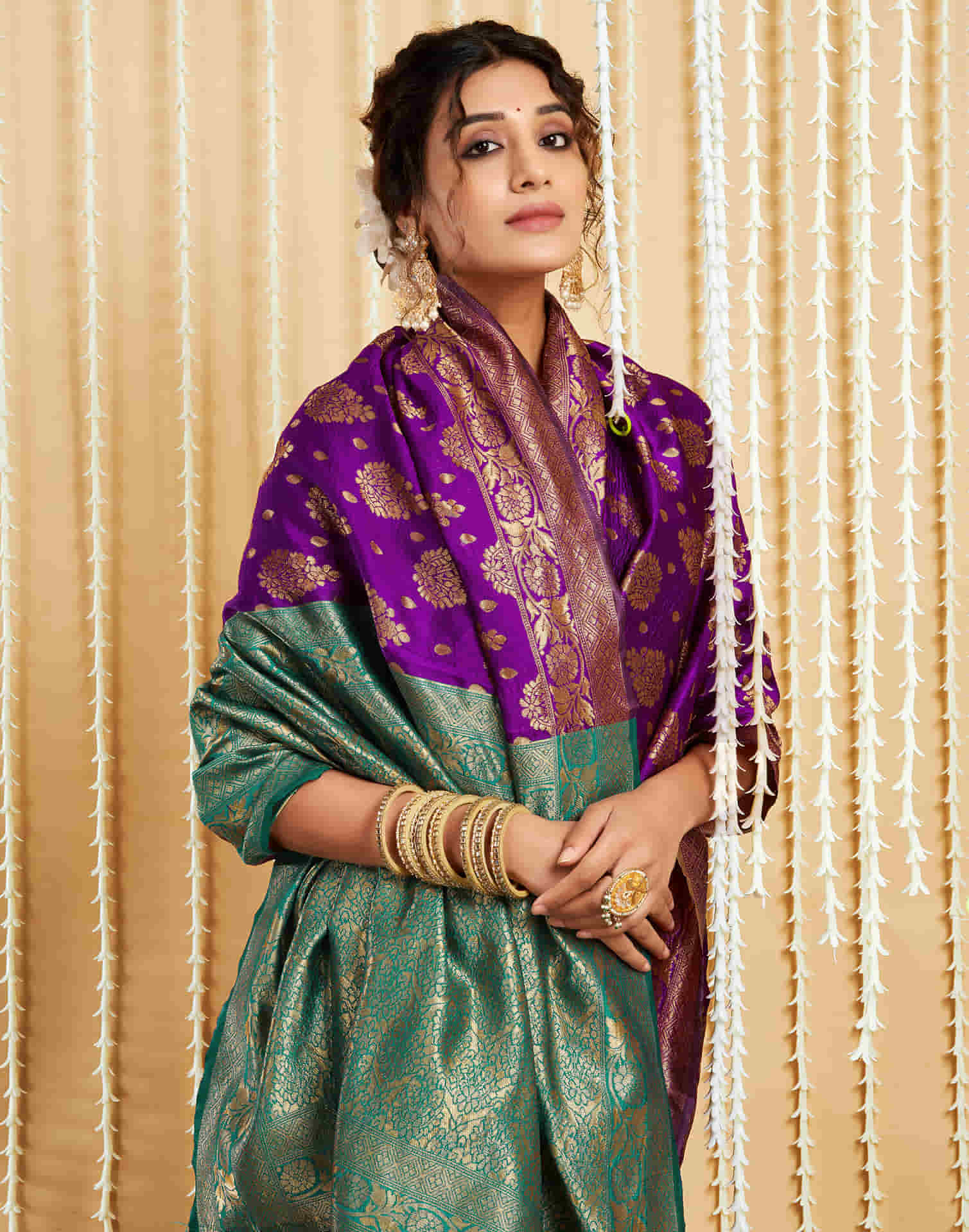 Dark Purple Silk Woven Banarasi Saree