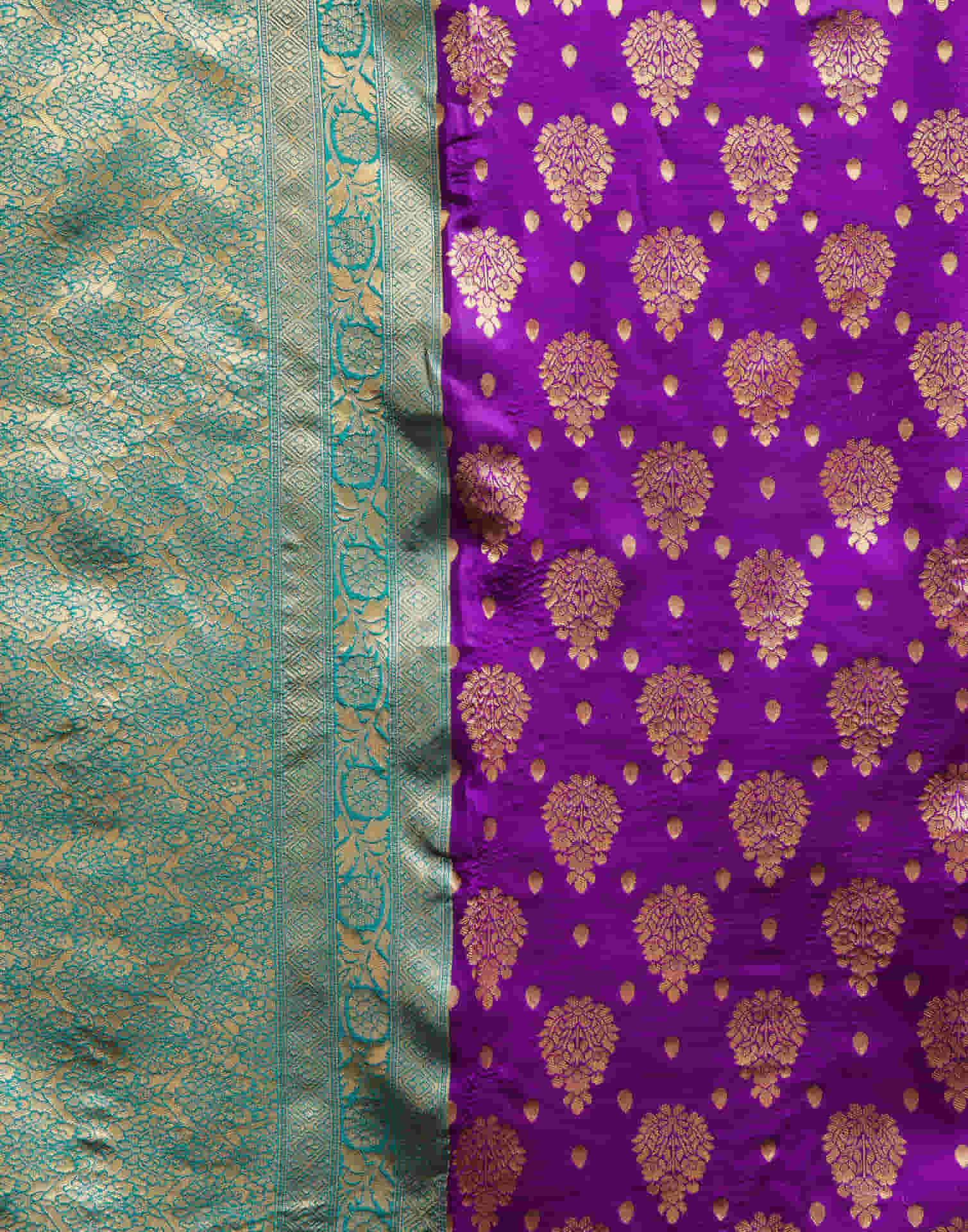 Dark Purple Silk Woven Banarasi Saree