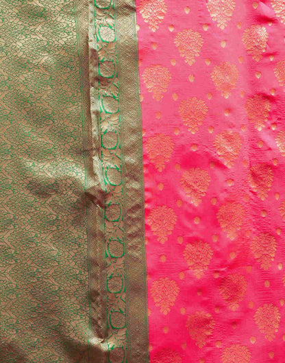 Bright Pink Silk Woven Banarasi Saree