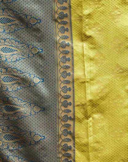 Lime Green Silk Woven Banarasi Saree