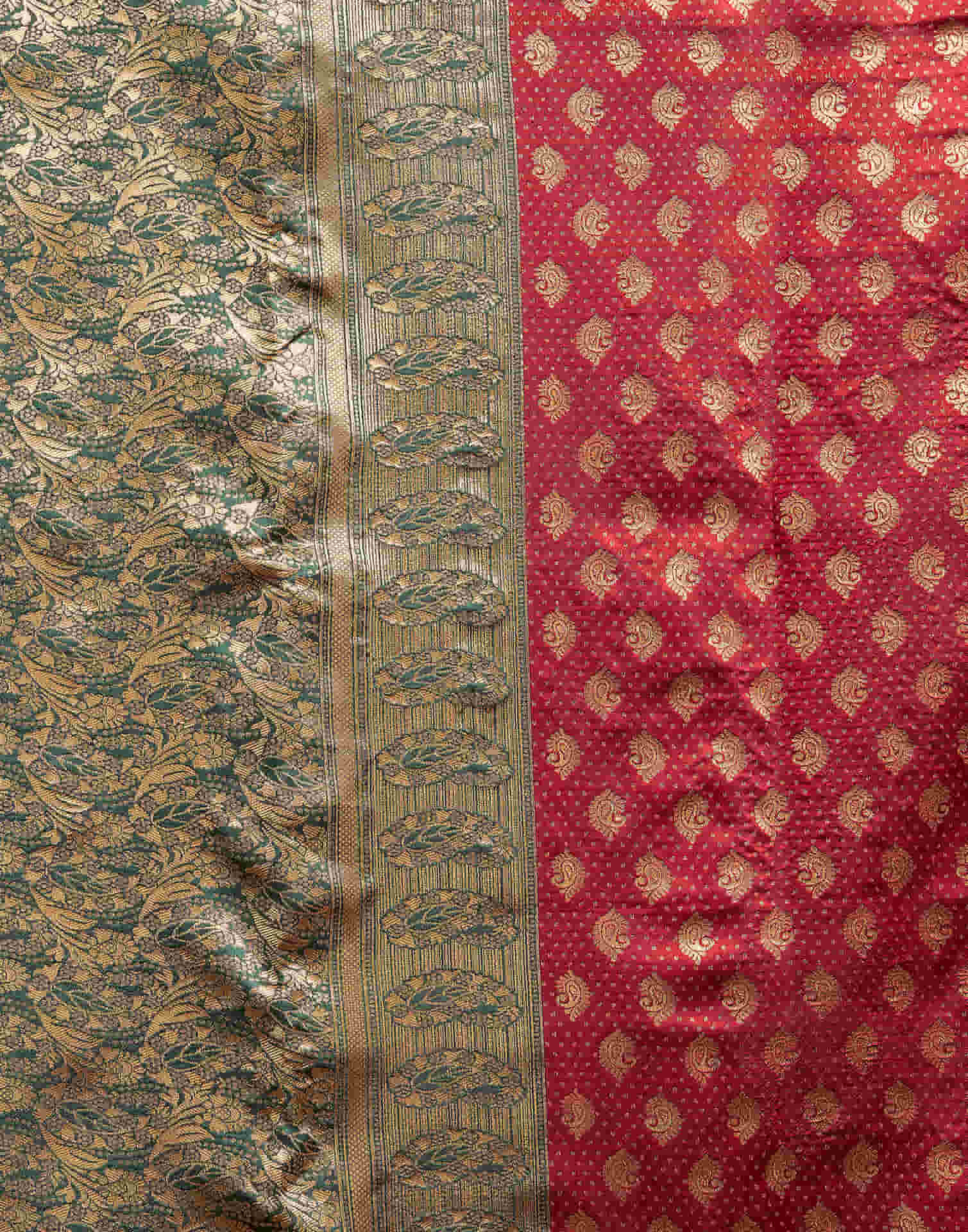 Maroon Silk Woven Banarasi Saree