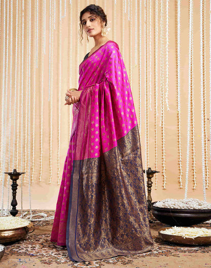 Magenta Silk Woven Banarasi Saree