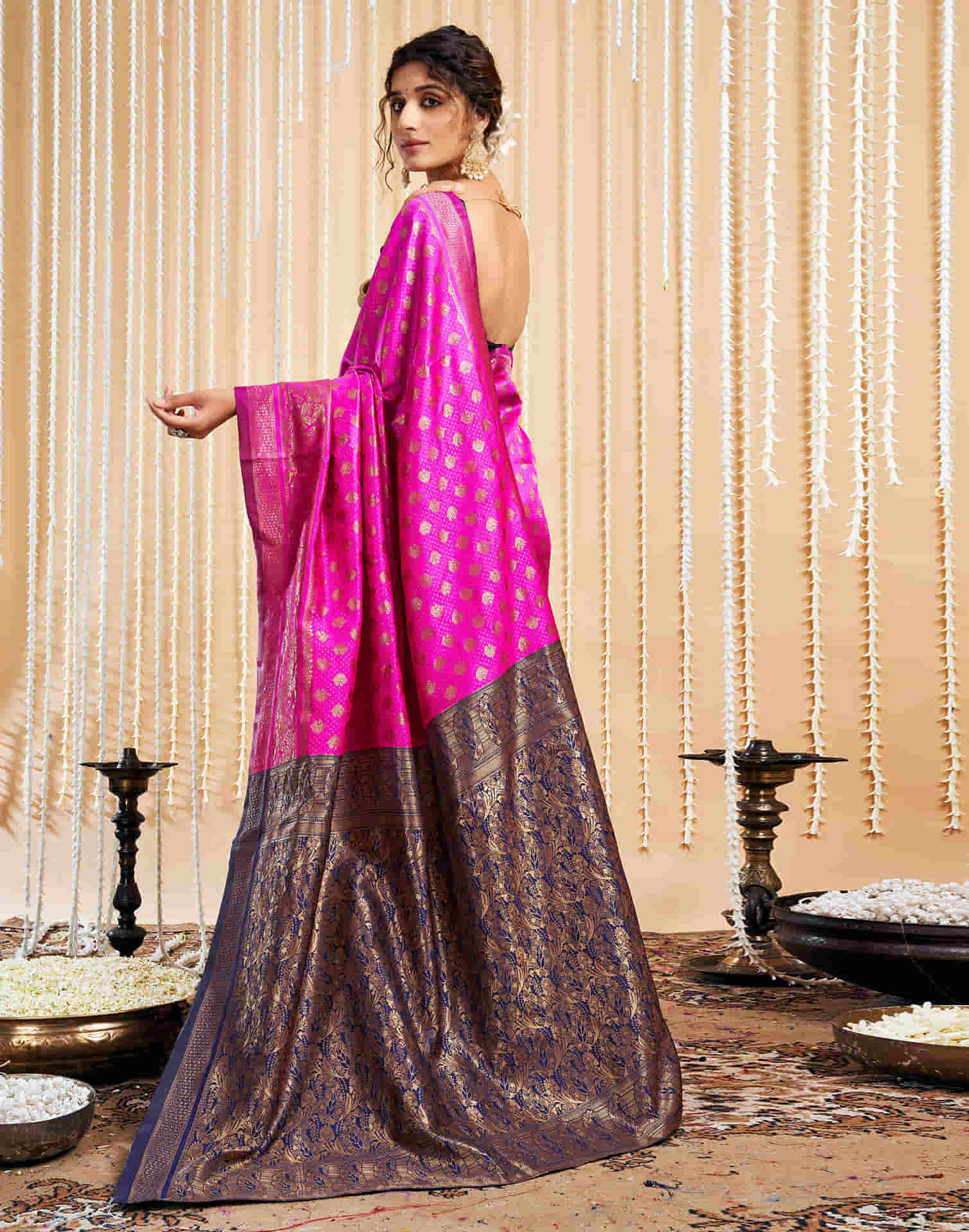 Magenta Silk Woven Banarasi Saree