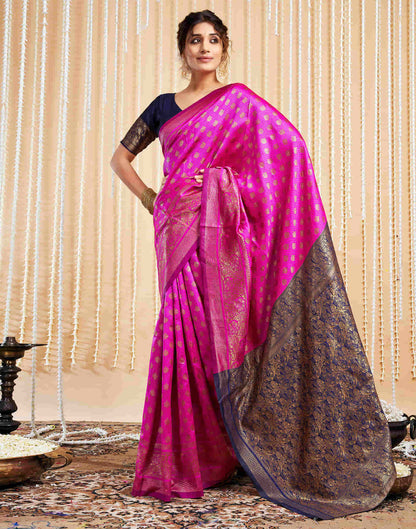 Magenta Silk Woven Banarasi Saree