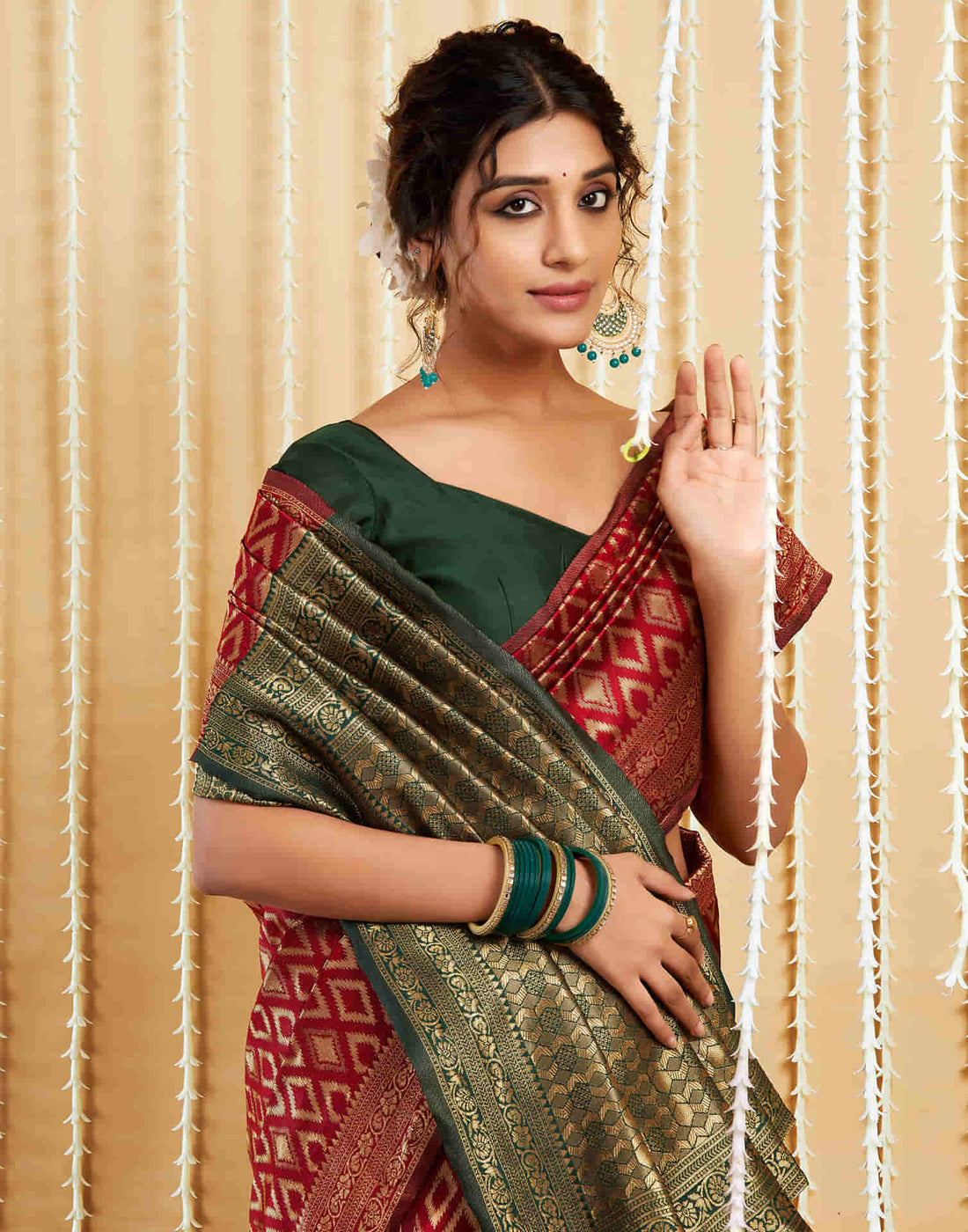 Maroon Silk Woven Banarasi Saree