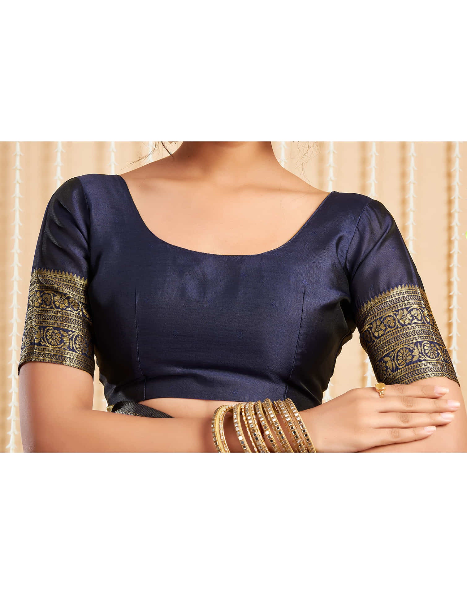 Navy Blue Silk Woven Banarasi Saree