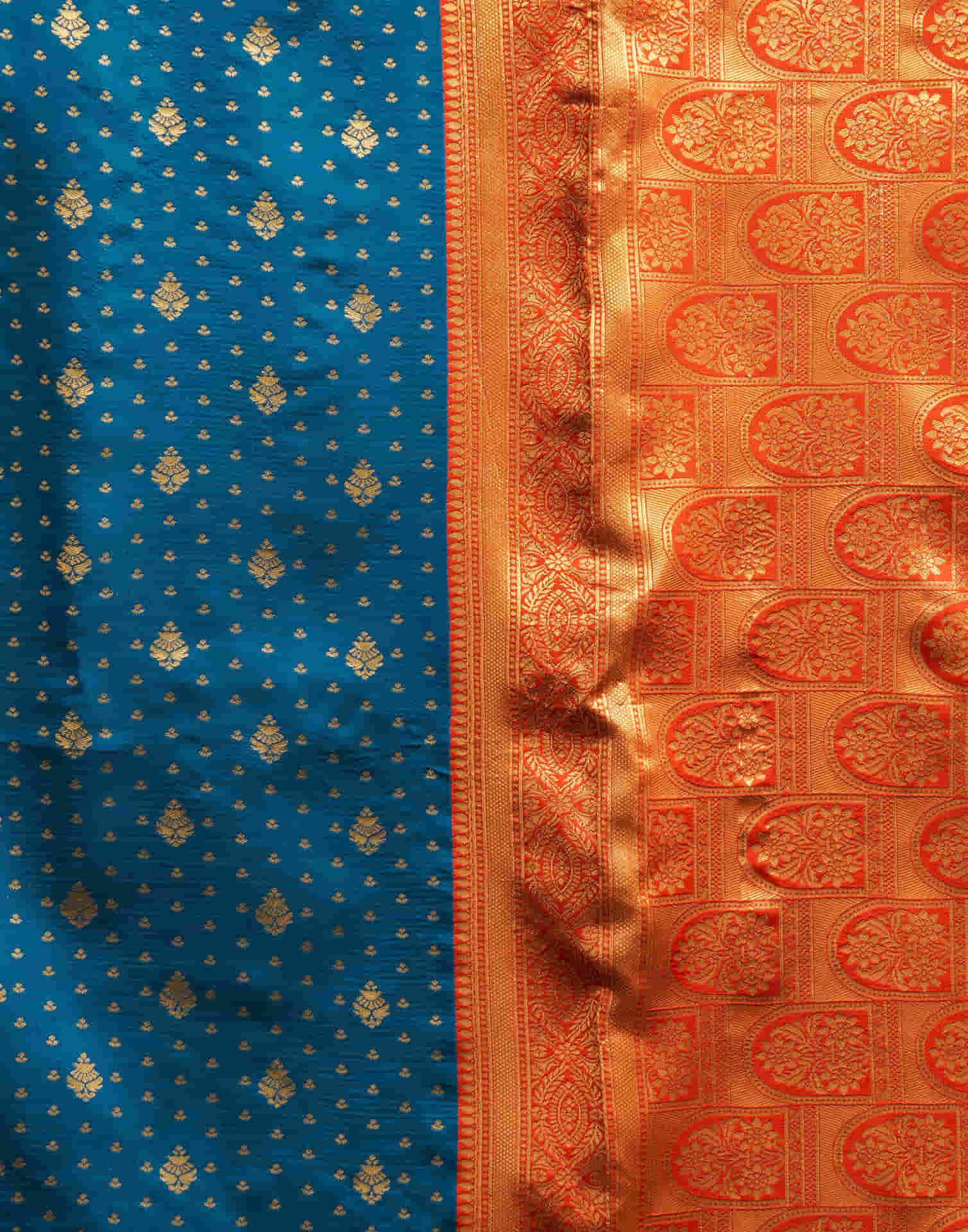 Rama Blue Silk Woven Banarasi Saree