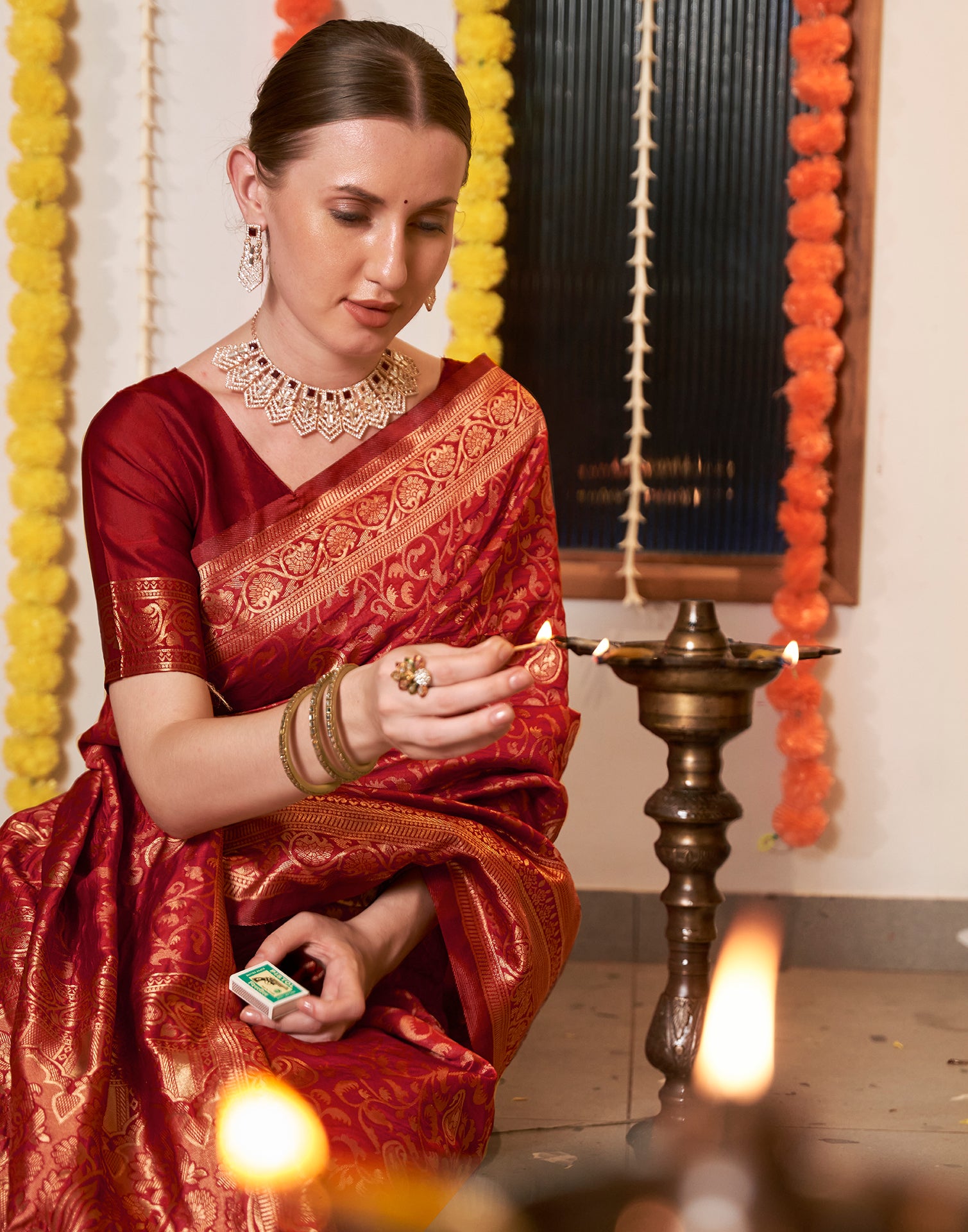 Red Silk Woven Banarasi Saree