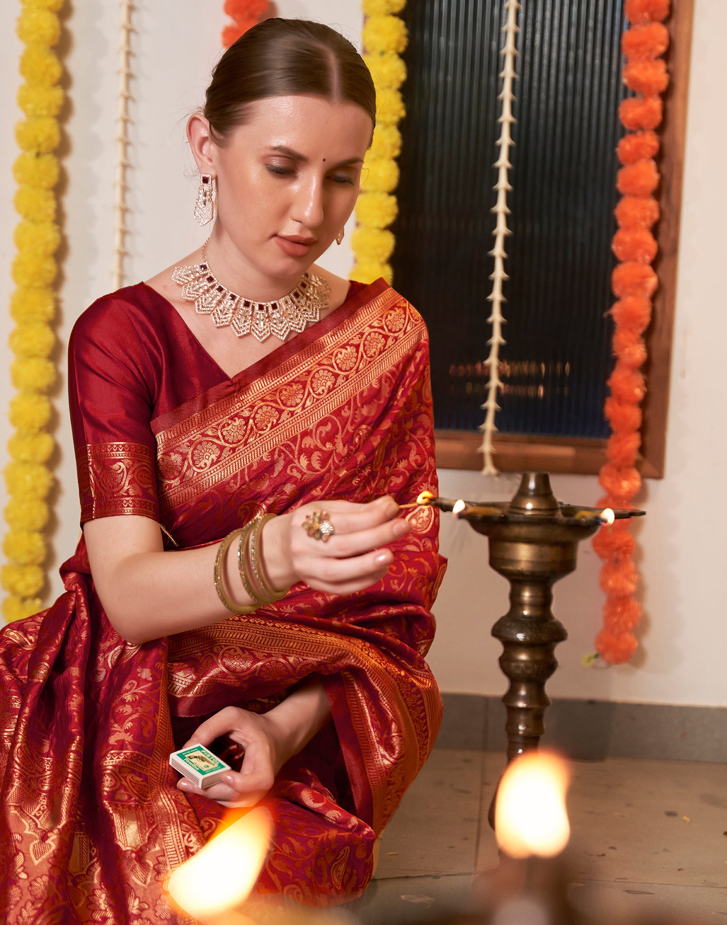 Red Silk Woven Banarasi Saree