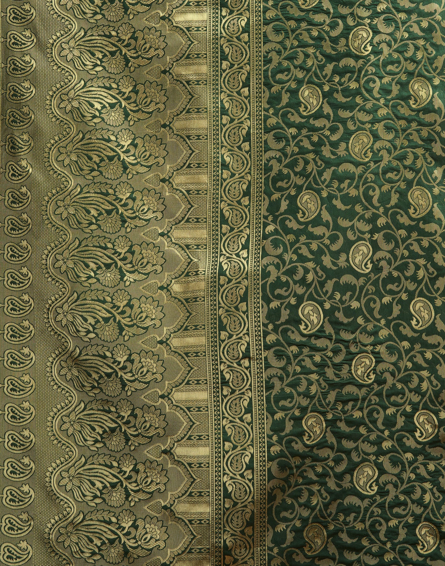 Dark Green Silk Woven Banarasi Saree