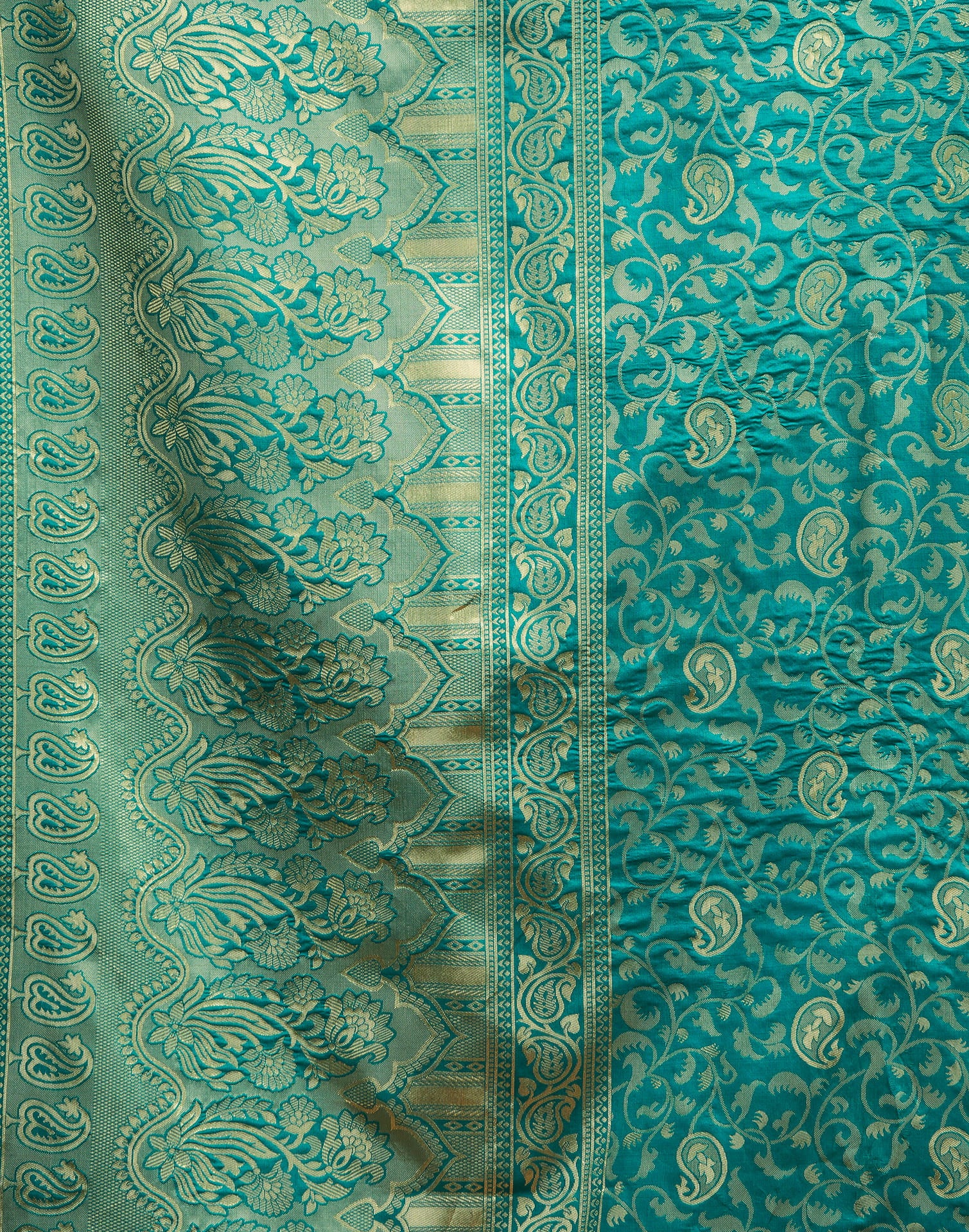 Teal Green Silk Woven Banarasi Saree