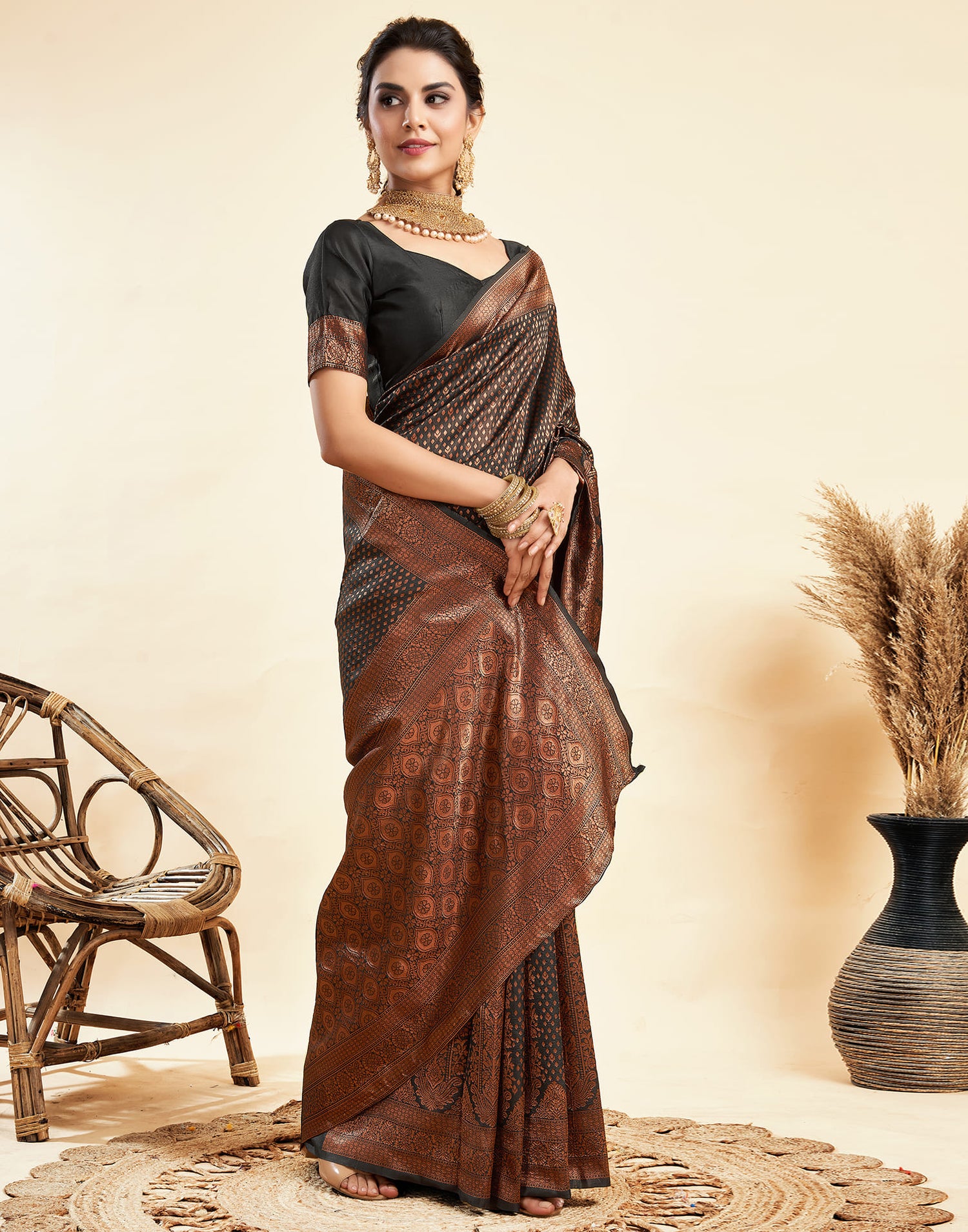 Black Silk Woven Banarasi Saree