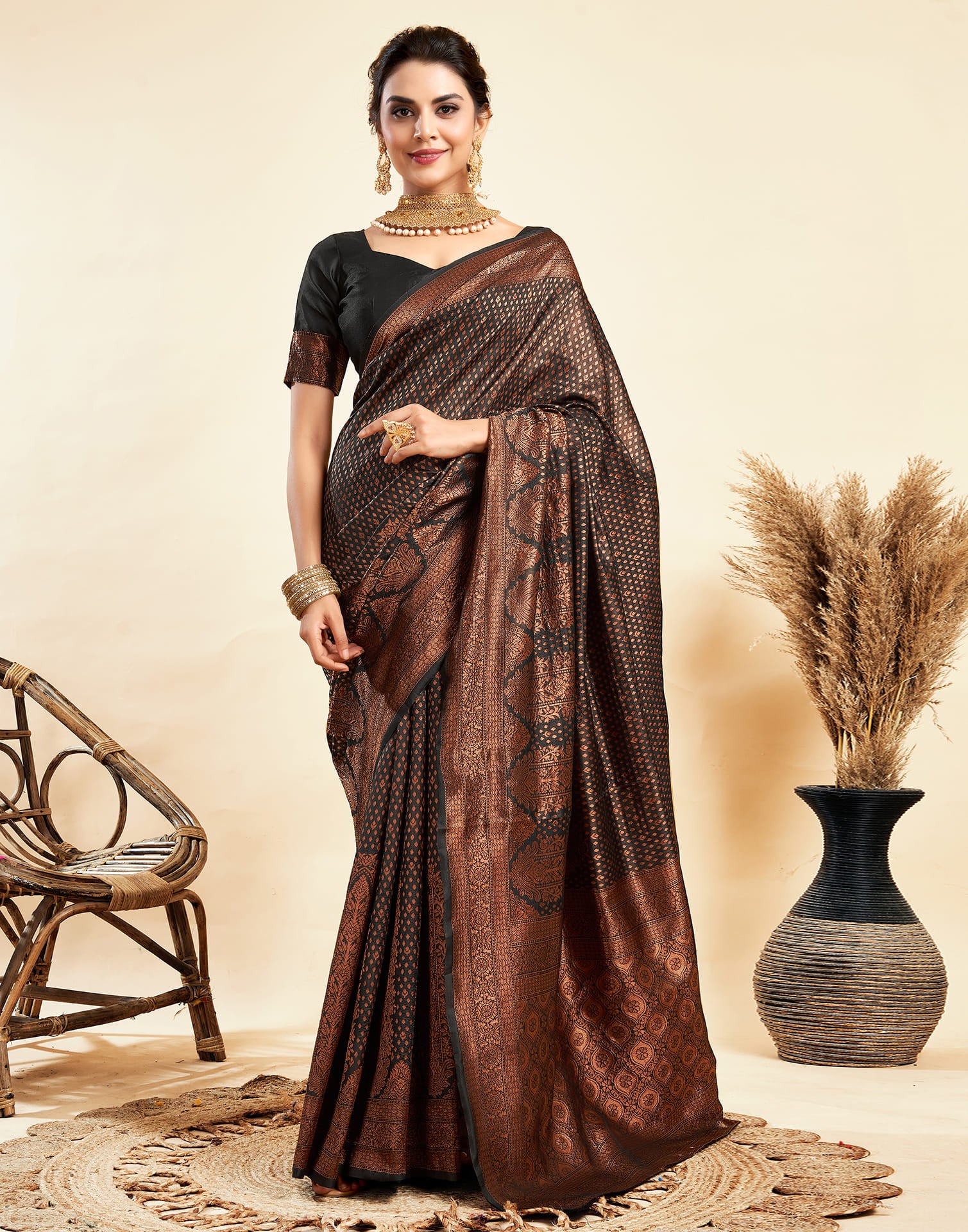 Black Silk Woven Banarasi Saree