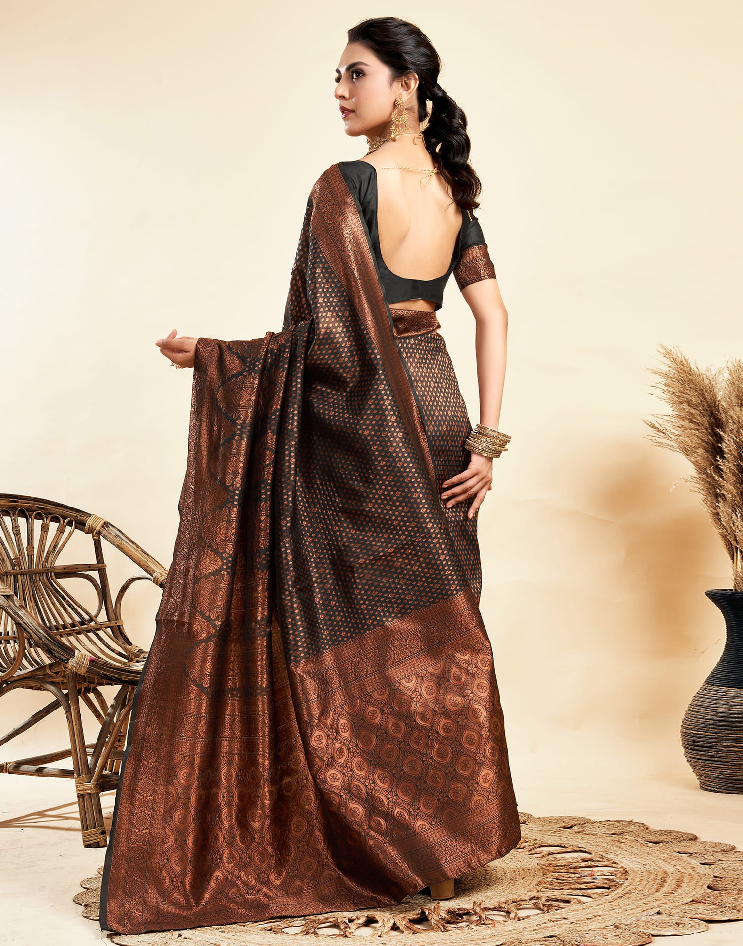 Black Silk Woven Banarasi Saree