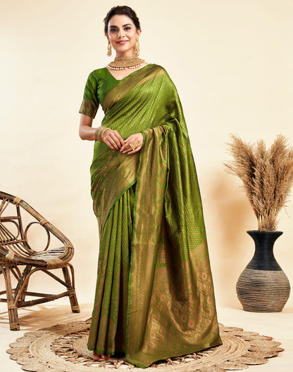 Green Silk Woven Banarasi Saree