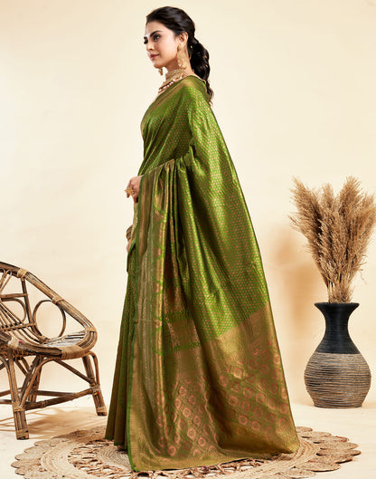 Green Silk Woven Banarasi Saree