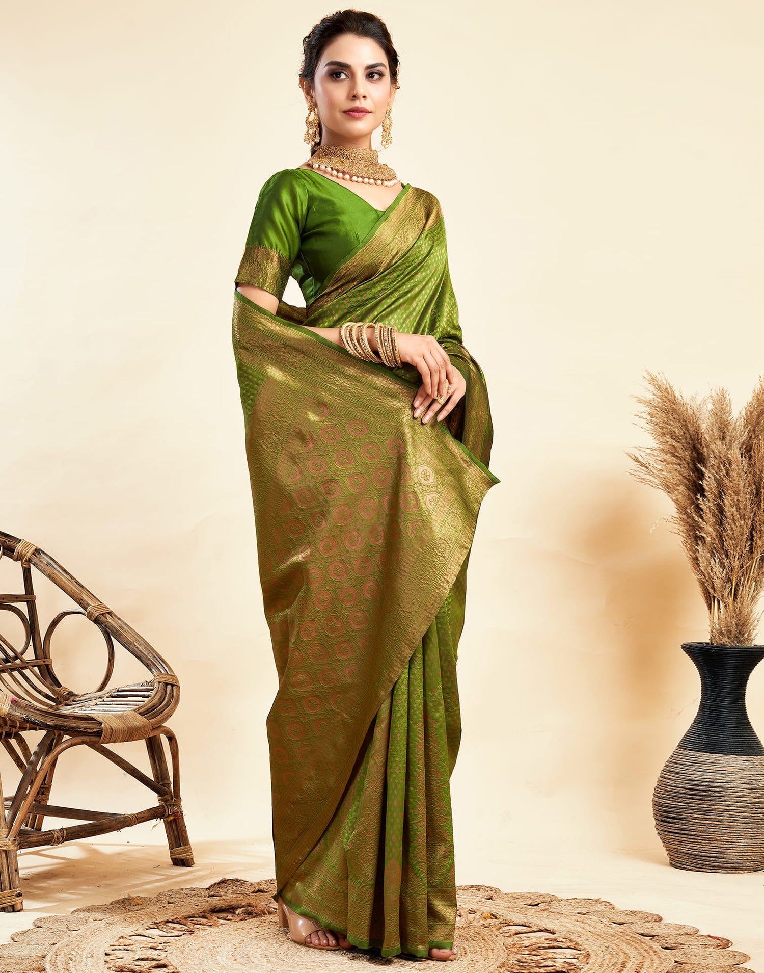 Green Silk Woven Banarasi Saree