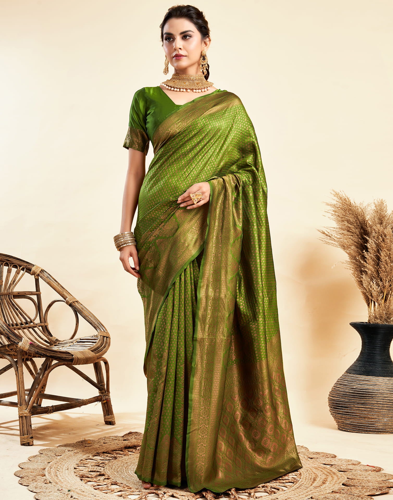 Green Silk Woven Banarasi Saree