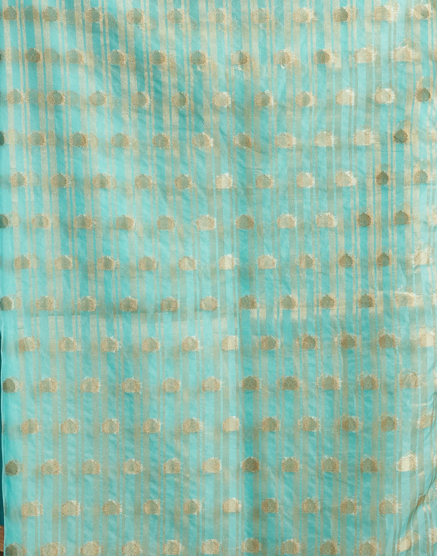 Sky Blue Organza Woven Foil Printed Saree