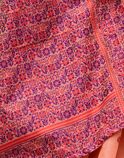 Peach Pink Linen Woven Saree