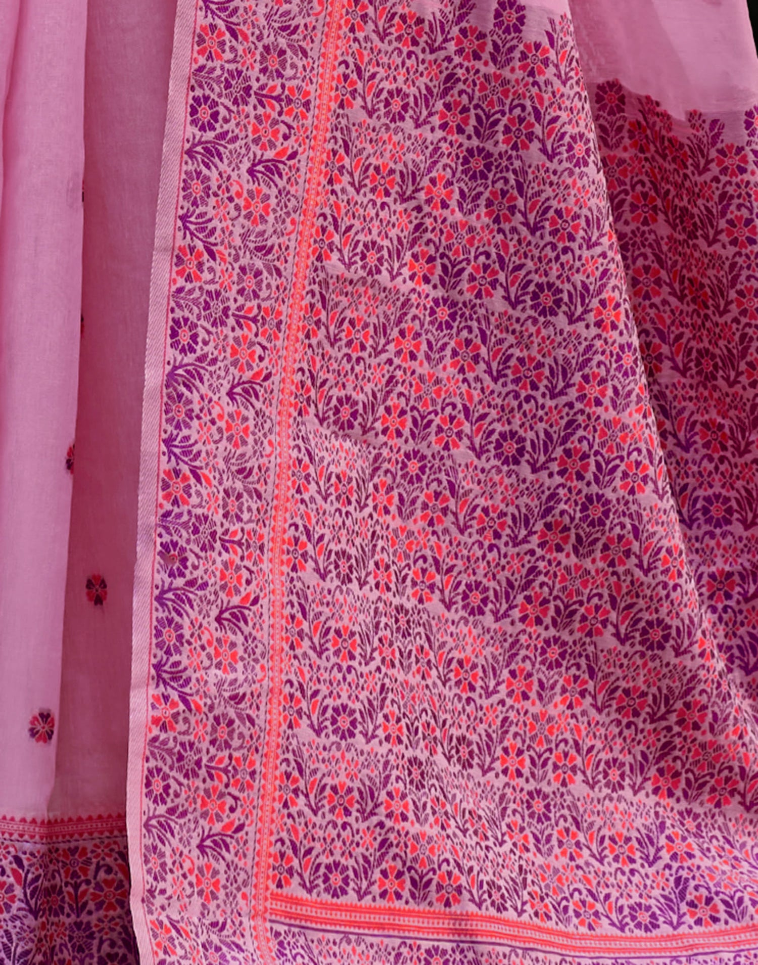 Light Pink Linen Woven Saree