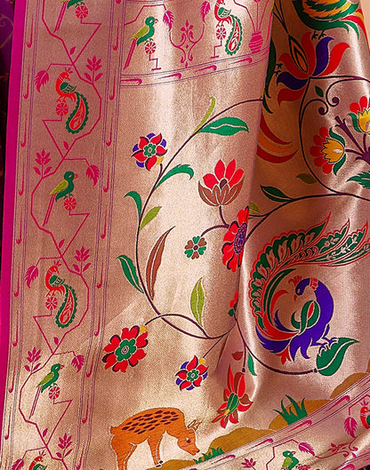 Magenta Silk Woven Paithani Saree