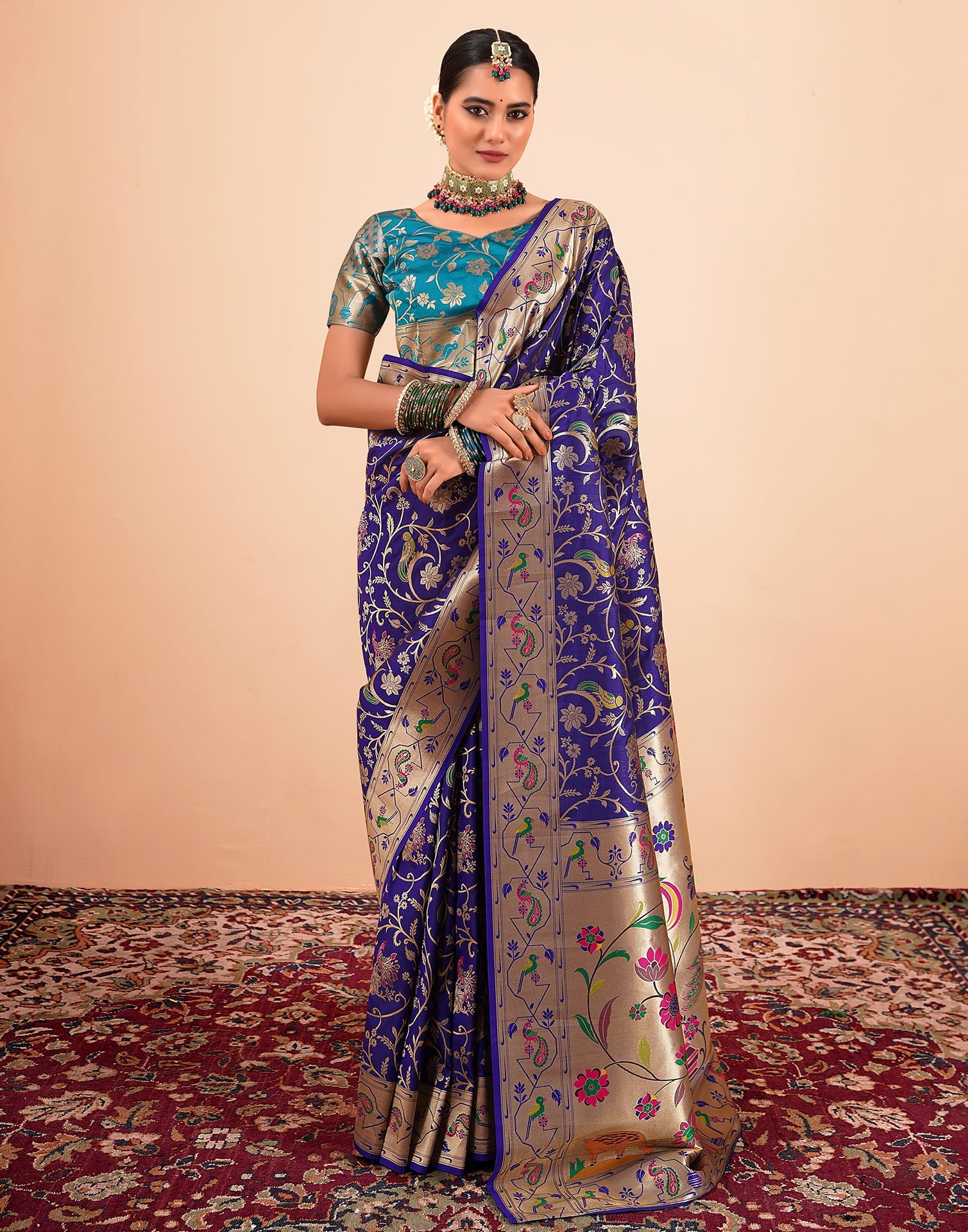 Violet Silk Woven Paithani Saree