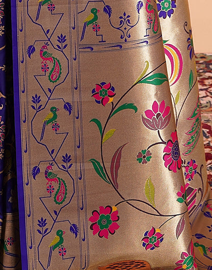 Violet Silk Woven Paithani Saree