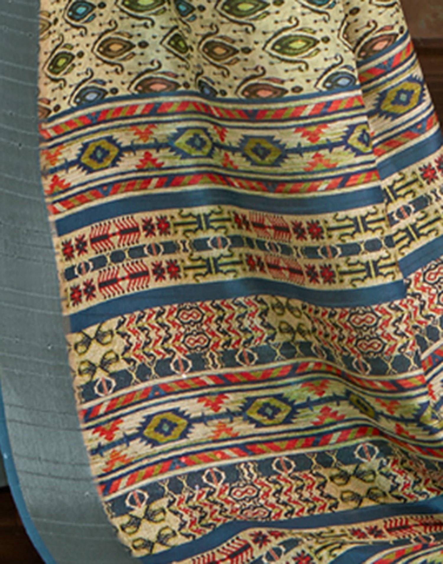 Light Pista Green Printed Silk Saree