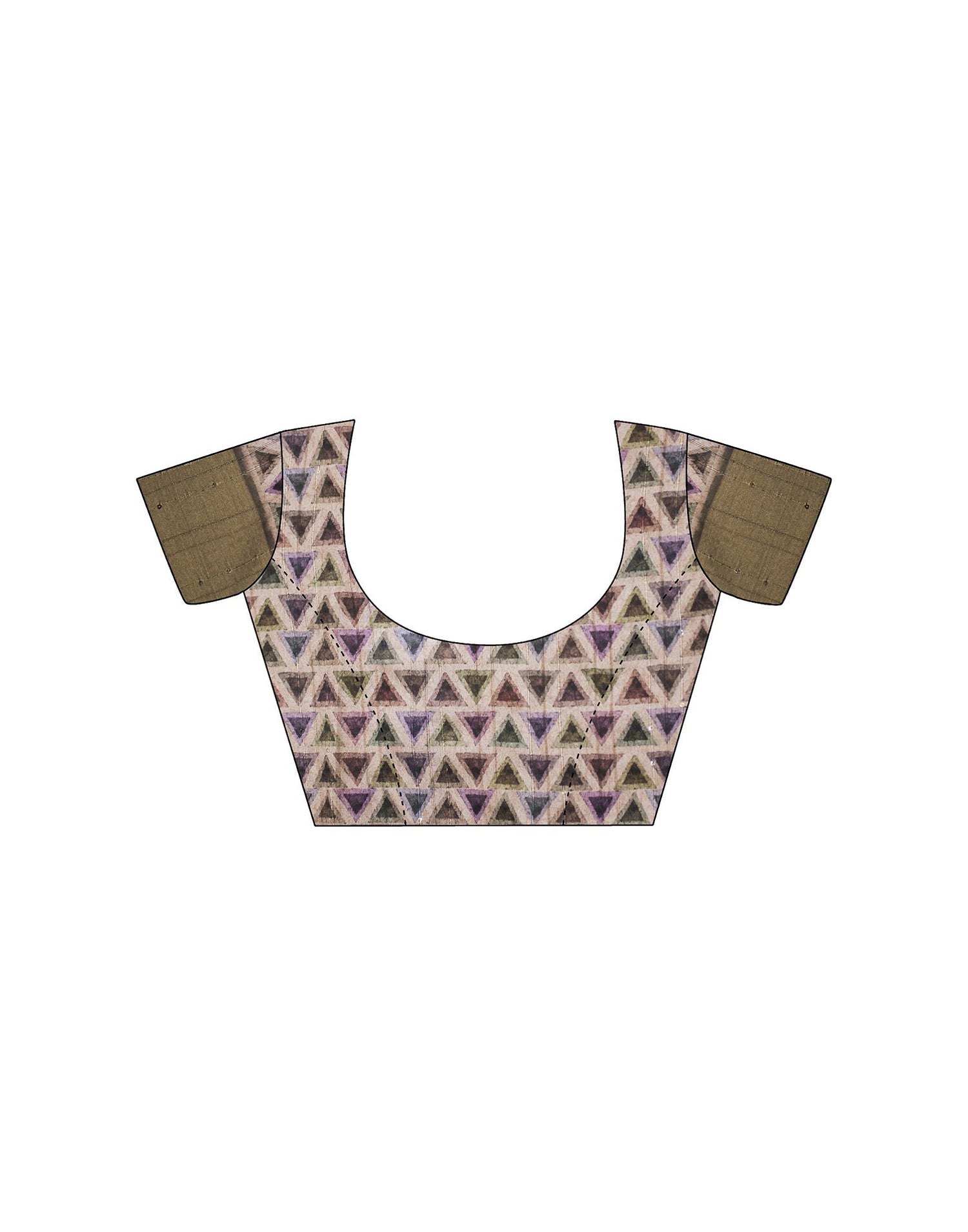 Beige Geometric Printed Silk Saree