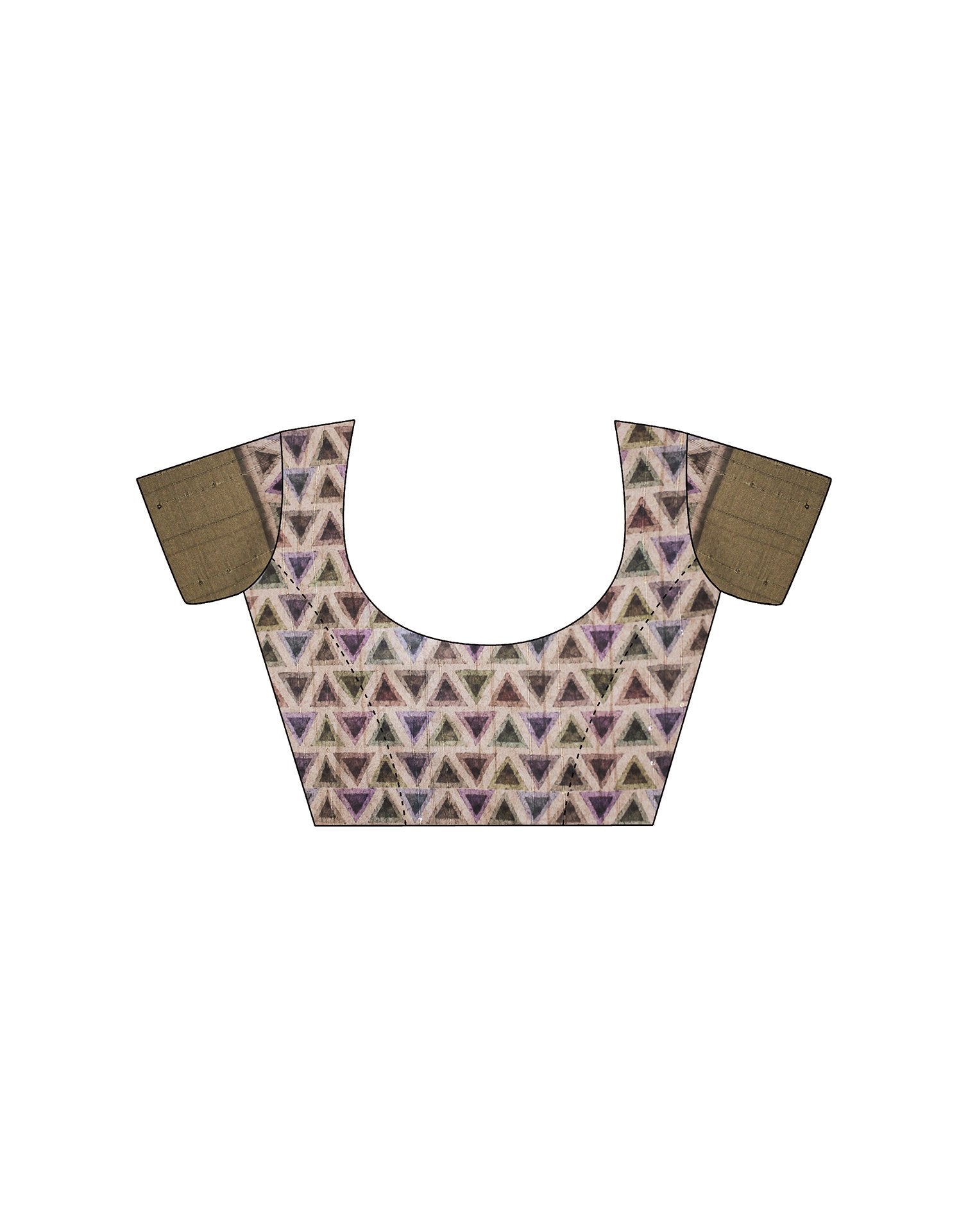 Beige Geometric Printed Silk Saree