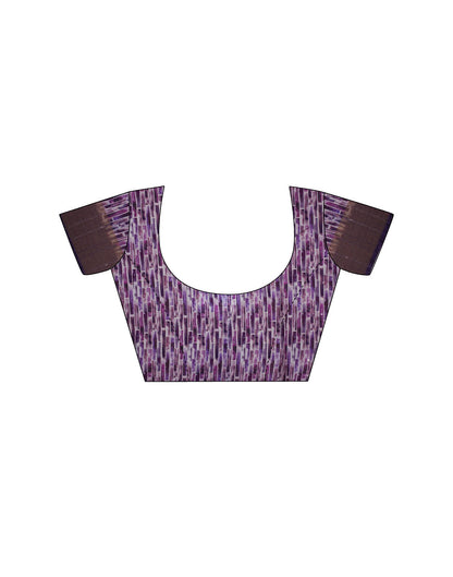 Purple Geometric Printed Silk Saree
