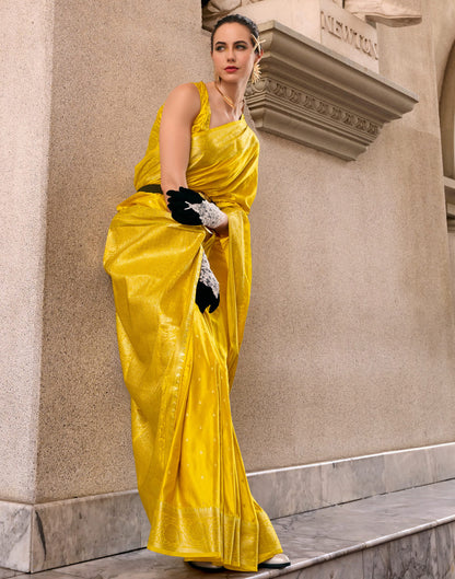 Yellow Silk Woven Banarasi Saree