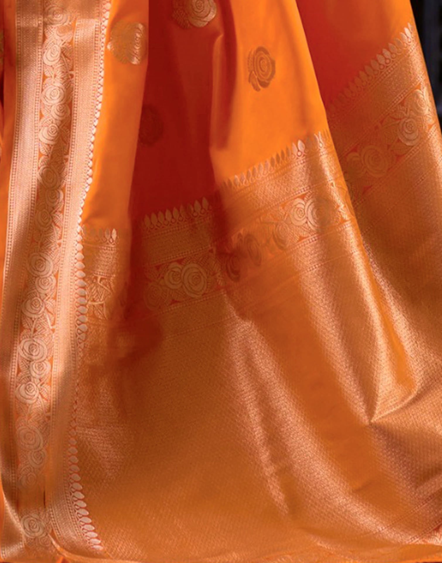 Orange Silk Woven Banarasi Saree