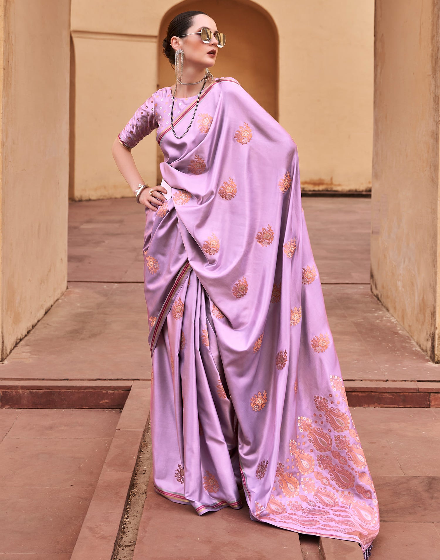 Light Purple Silk Woven Banarasi Saree