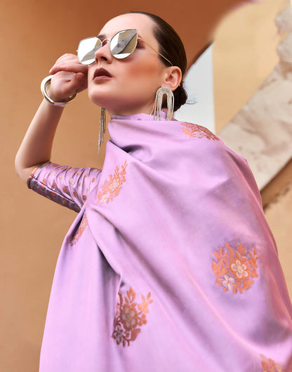 Light Purple Silk Woven Banarasi Saree