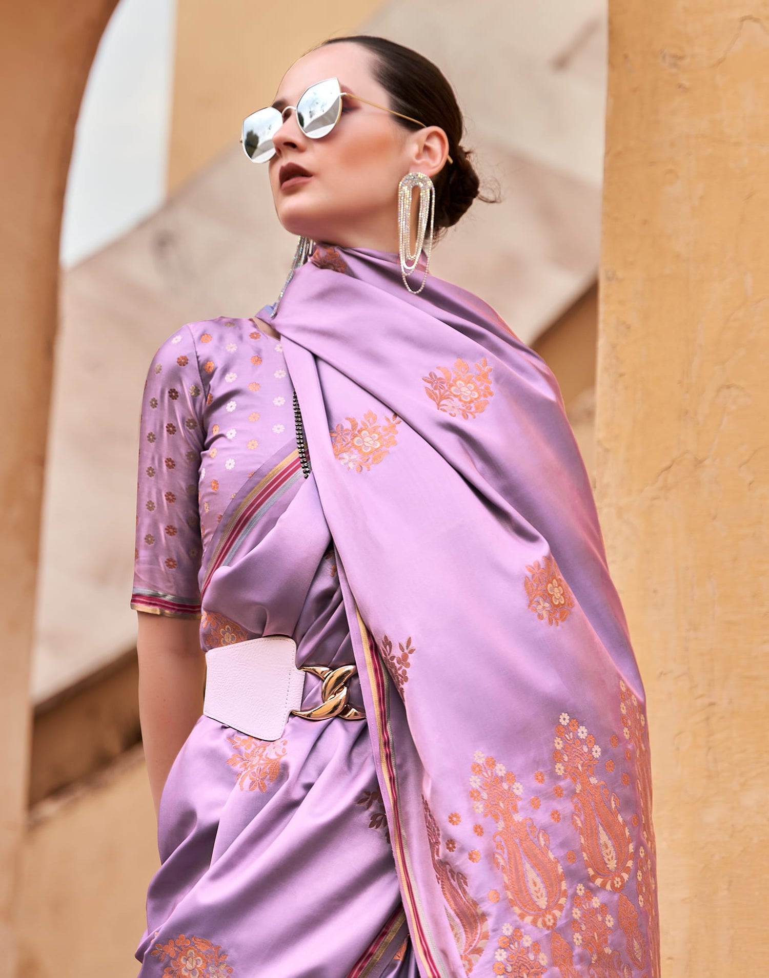 Light Purple Silk Woven Banarasi Saree