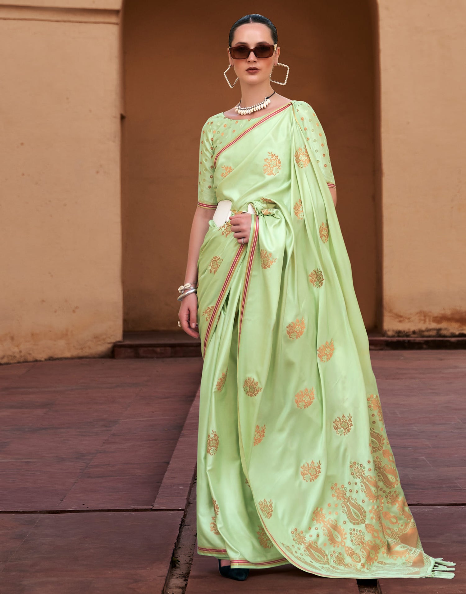 Light Green Silk Woven Banarasi Saree