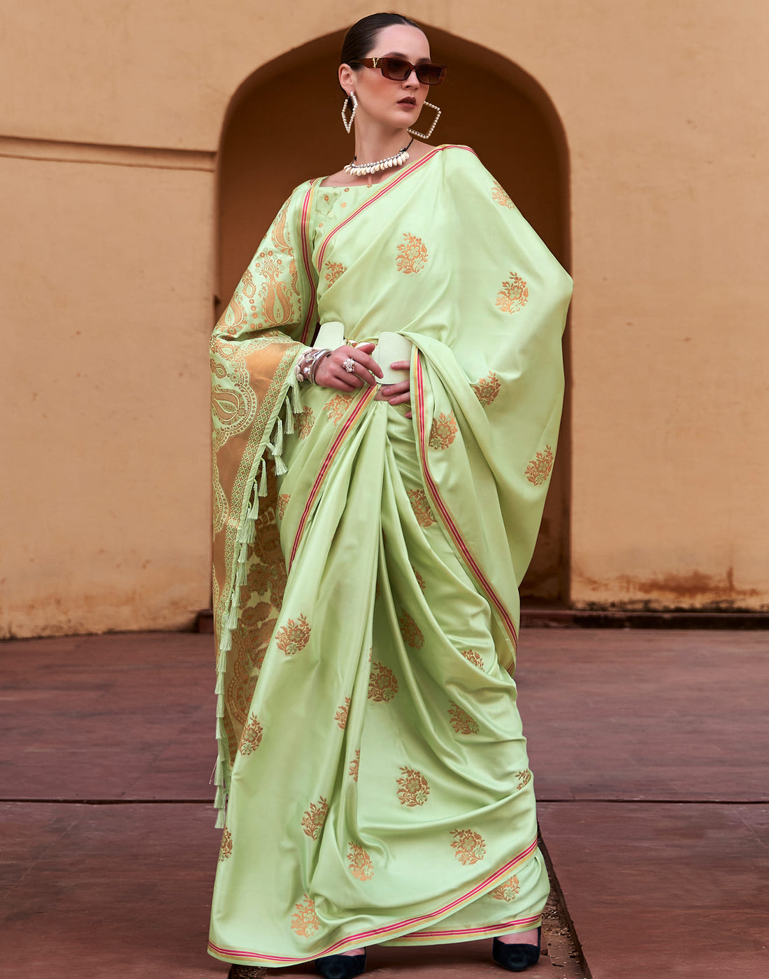 Light Green Silk Woven Banarasi Saree