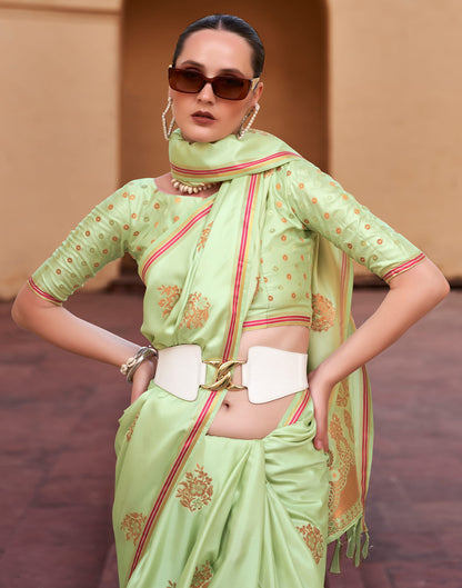 Light Green Silk Woven Banarasi Saree