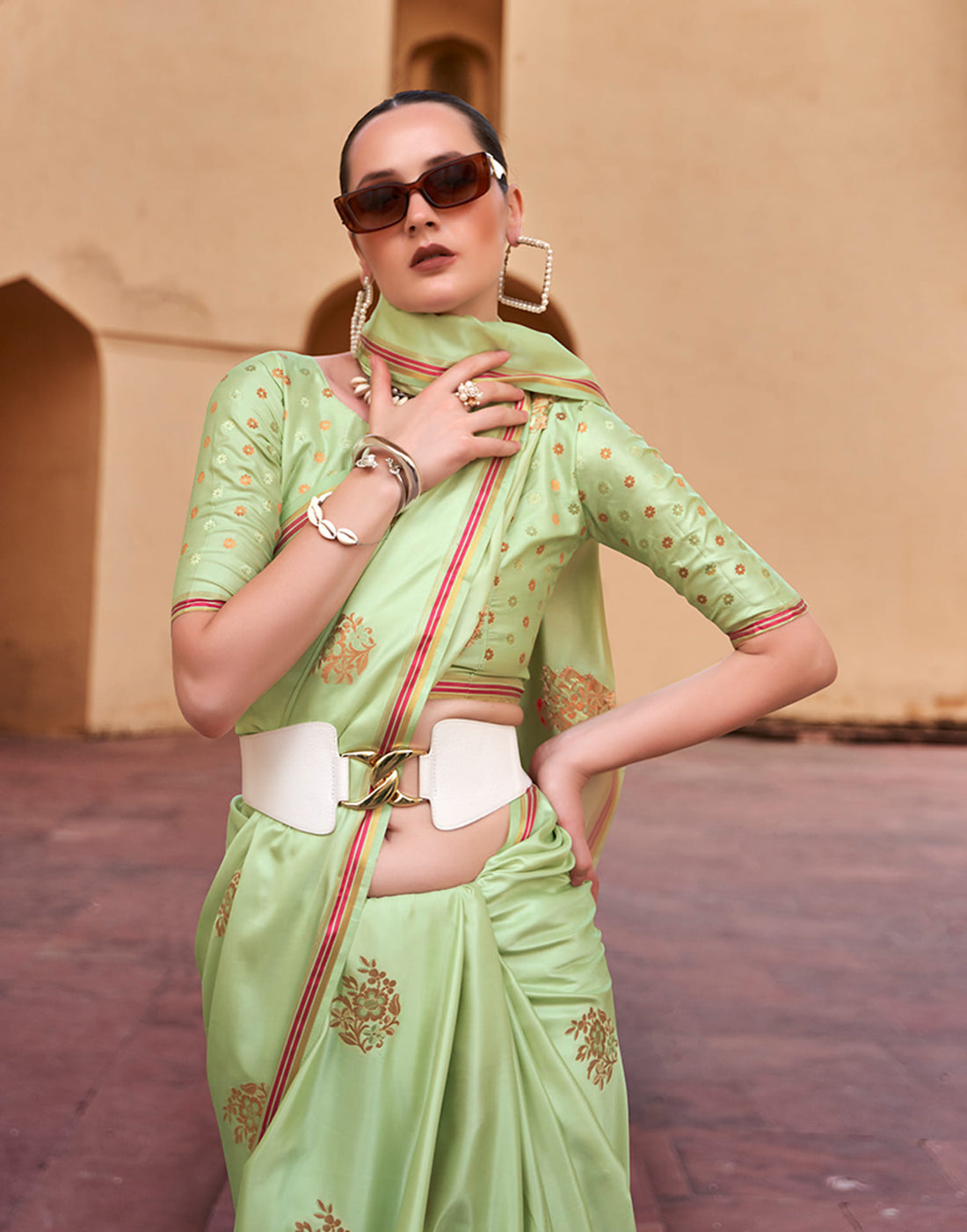 Light Green Silk Woven Banarasi Saree