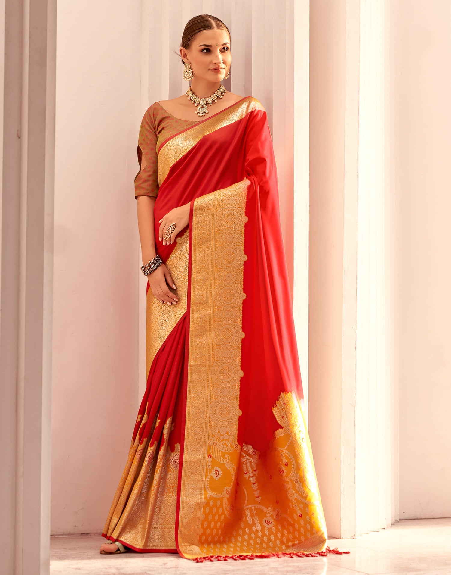 Red Silk Woven Banarasi Saree