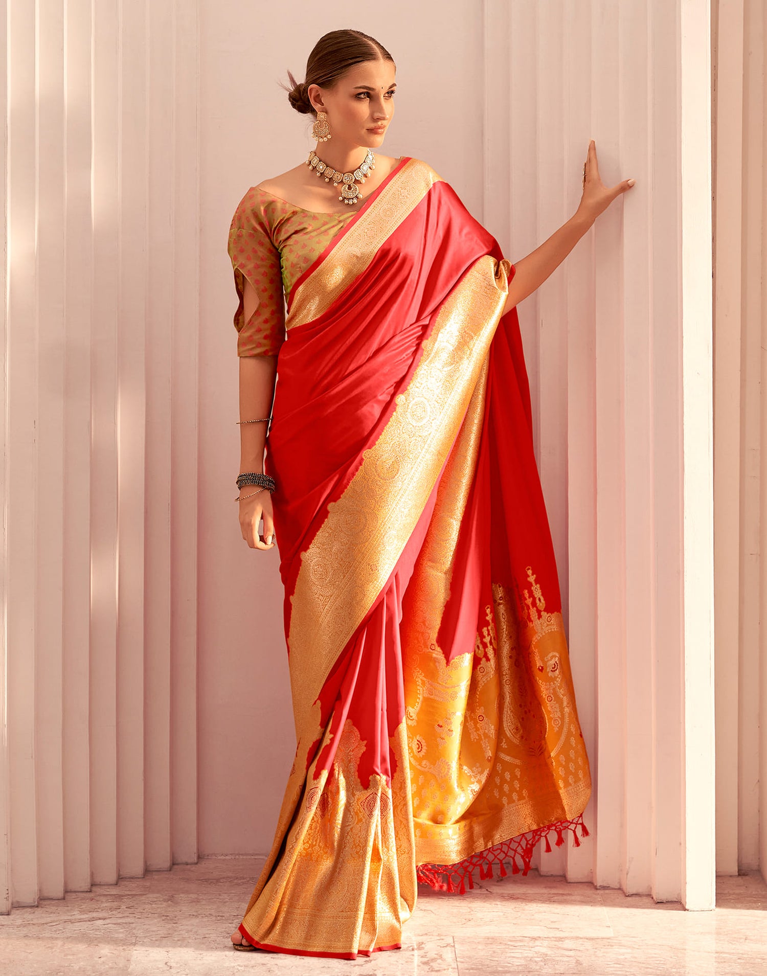 Red Silk Woven Banarasi Saree